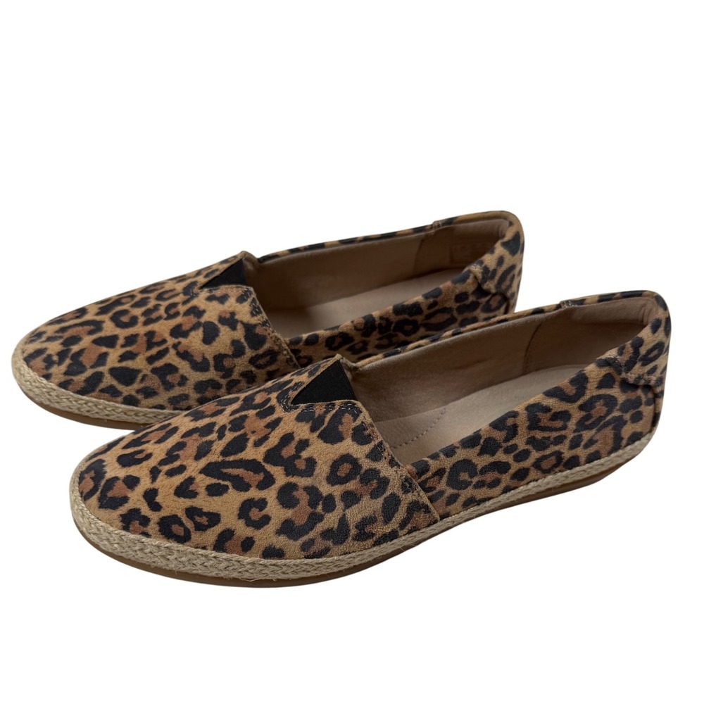 Clarks Collection Danelly Sky Leopard Print Espadrille Flats Brown Tan 8.5 M